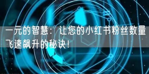 一元的智慧：让您的小红书粉丝数量飞速飙升的秘诀！