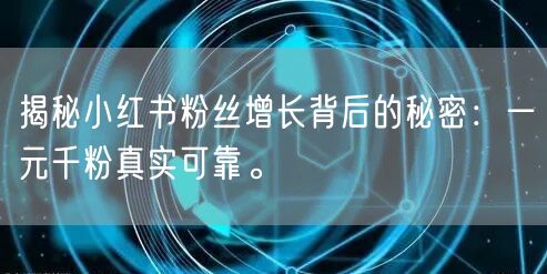 揭秘小红书粉丝增长背后的秘密：一元千粉真实可靠。