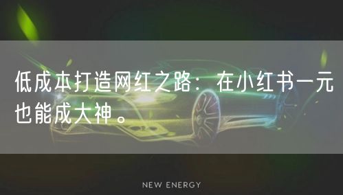 低成本打造网红之路：在小红书一元也能成大神。