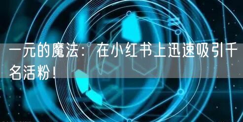一元的魔法：在小红书上迅速吸引千名活粉！