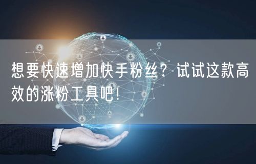 想要快速增加快手粉丝？试试这款高效的涨粉工具吧！