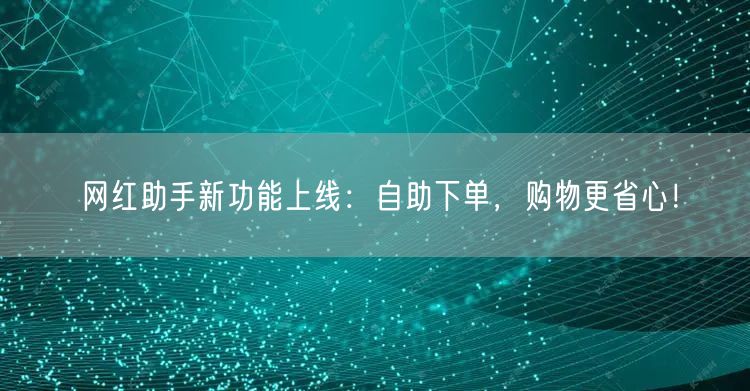 网红助手新功能上线：自助下单，购物更省心！