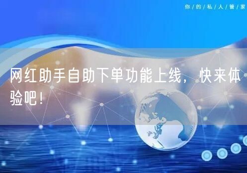 网红助手自助下单功能上线，快来体验吧！