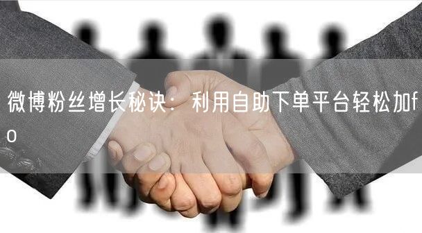 微博粉丝增长秘诀：利用自助下单平台轻松加fo