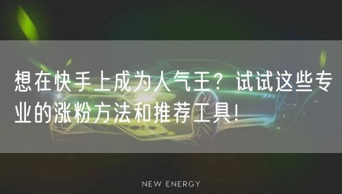 想在快手上成为人气王？试试这些专业的涨粉方法和推荐工具！