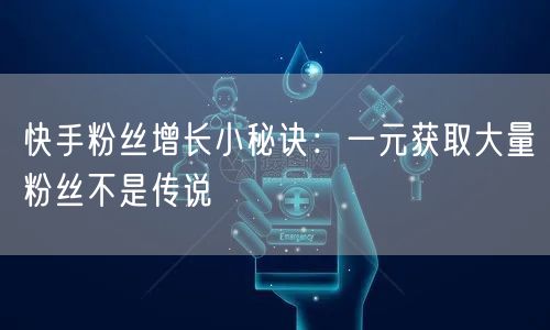 快手粉丝增长小秘诀：一元获取大量粉丝不是传说