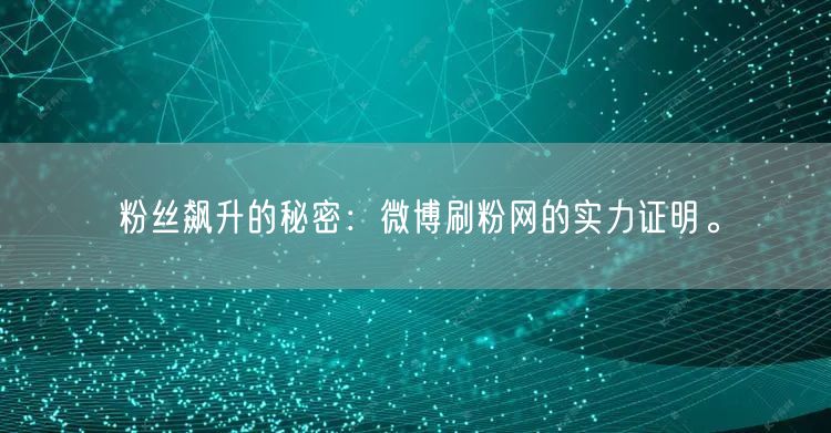 粉丝飙升的秘密：微博刷粉网的实力证明。